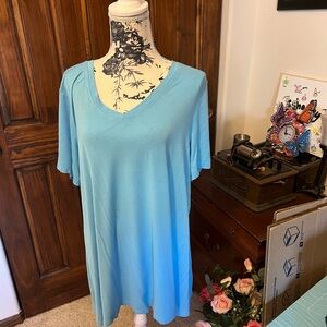 Popana Light Blue V-Neck Short Sleeve Top